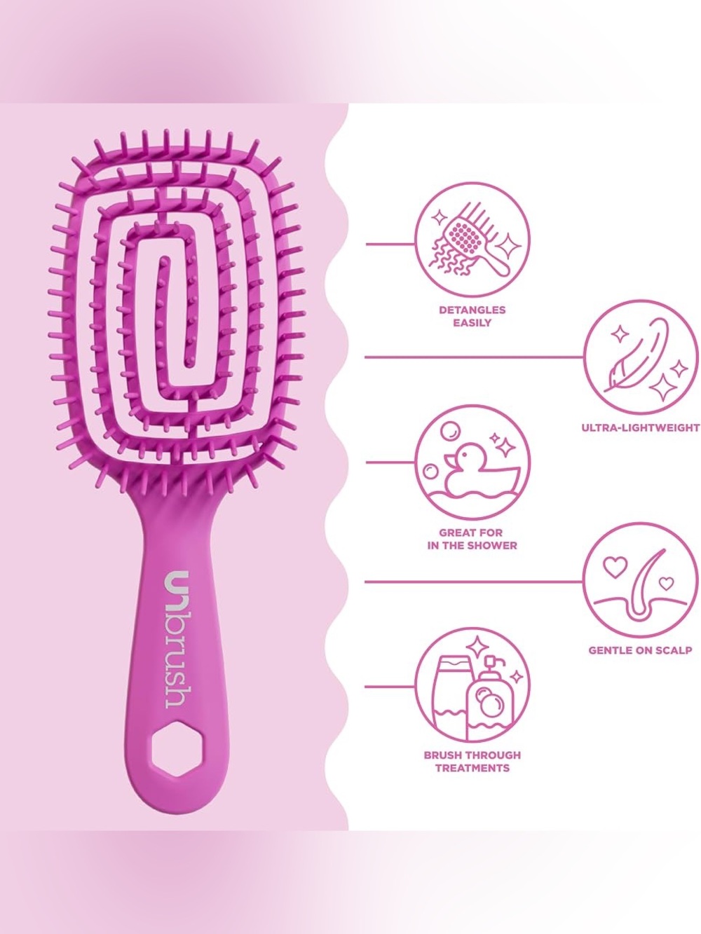 FHI Heat NEW PINK UNbrush Flex Detangling Brush Ultra Flexible Wet/Dry Hairbrush - Picture 5 of 12